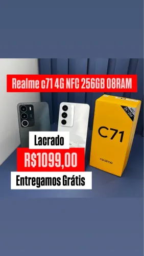 Celular Realme c71 4G NFC 256+08 Verde Branco Lacrado Entregamos 