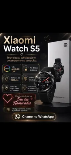 Xiaomi Watch S5 Preto Smartwatch AMOLED Chamadas Bluetooth e GPS