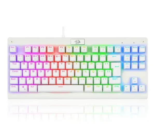 Teclado Mecânico Redragon Dark Avenger Lunar K568 RGB, Switch Red, ABNT2, TKL, White