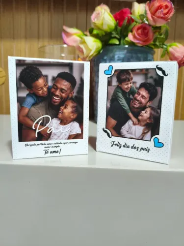 Polaroid de Mesa em Pinus Personalizado para o Dia dos Pais
