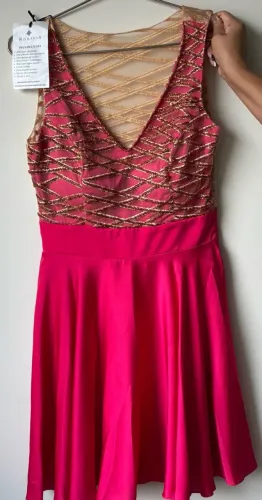 Vestido De Festa Romaria Curto Rosa Acetinado Novo Com Etiqueta - Tam M