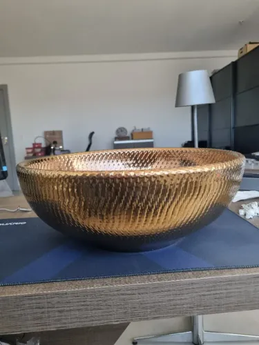 Cuba de Porcelana Para Lavatório Acabamento Gold