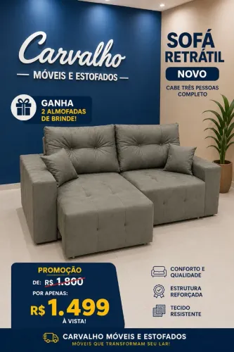 Promoção imperdível por apenas 1499 Sofá retrátil novo Cabe 3 pessoas ganha 2 almofadas