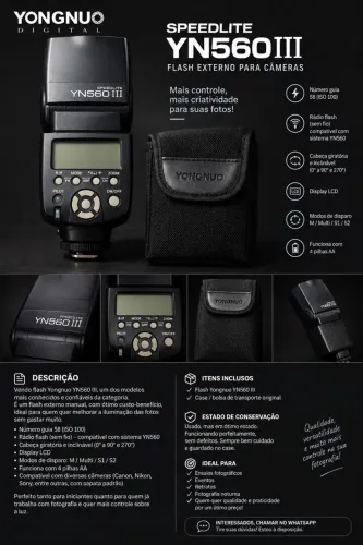 Flash Yongnuo Speedlite YN560 III com Case