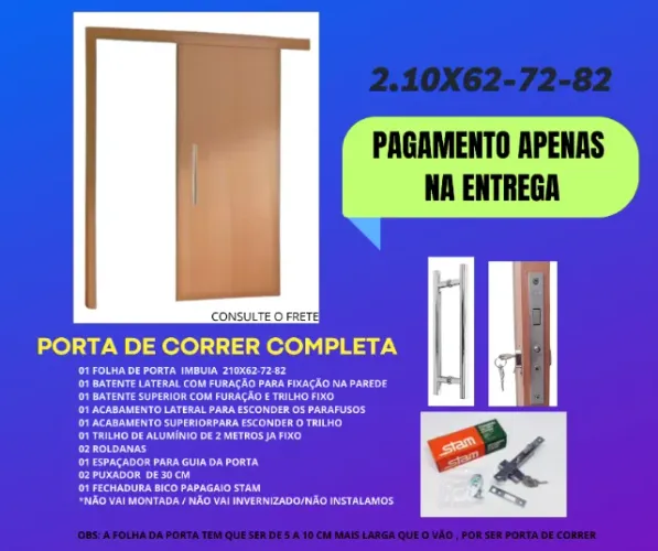 Porta suspensa economize espaço 2.10 x 0,80 - frete a/c