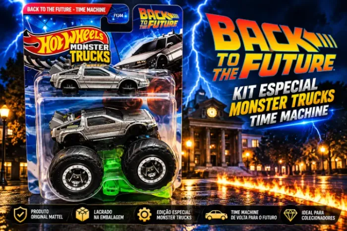 Hot Wheels De Volta para o Futuro - DeLorean + Monster Truck - 2 minis.