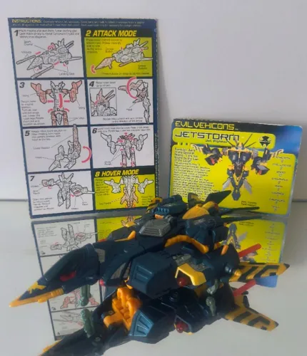 Figure Transformers Beast Machines Jetstorm Deluxe completo com card e manual, Hasbro
