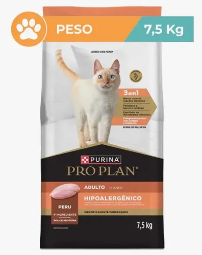 Ração Purina Pro Plan Hipoalergênica para Gatos Adultos 7,5 kg - Categoria Super Premium