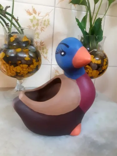 cachepó em barro Pato