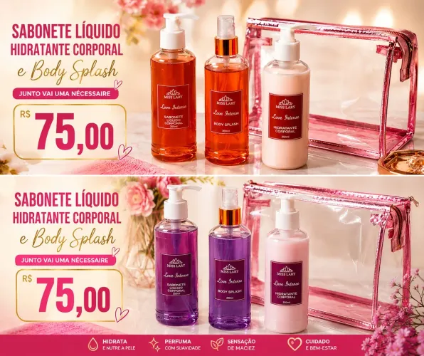 Kit sabonete líquido hidratante corporal e body Splash