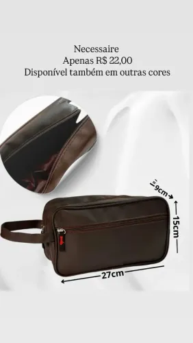 Nécessaire de couro organizadora cores marrom, preta e azul