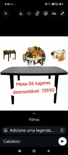 Mesa 6 lugares desmontável