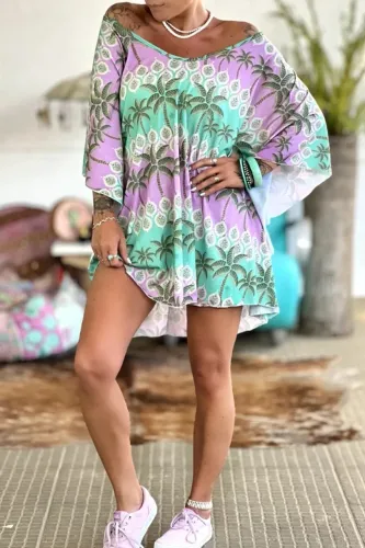 Kaftan Sto.Daime estampa palmeira tam único