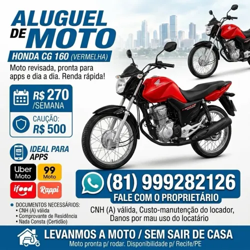 Honda CG 160 Vermelha - Ideal para Trabalhar