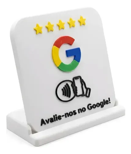 Placa de Avaliação Google por Aproximação NFC com Suporte de Mesa