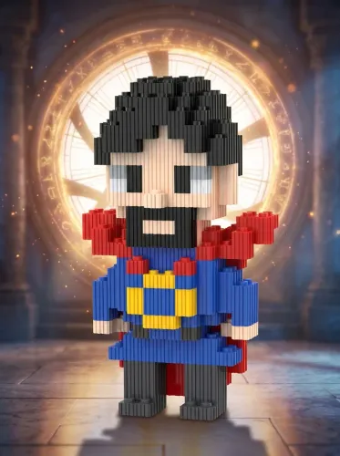 Doutor Estranho | Blocos de Montar Pixel Art 3D