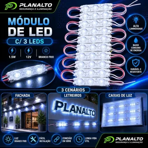 Modulo led 1,5w 12v 6500k C/LENTE