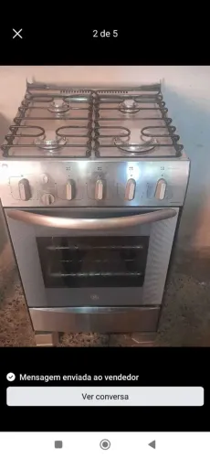 FOGÃO 4 BOCAS GE INOX<br>Fogão GE 4 Bocas Inox 120v (Ideal p/ Conserto ou Retirada de Peças)