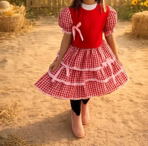 Vestido festa junina Tam 6, mas serve até Tam 8 pequeno, em Botucatu eu entrego