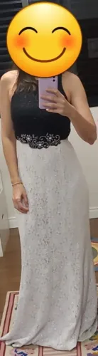 Vestido de festa longo - preto/branco