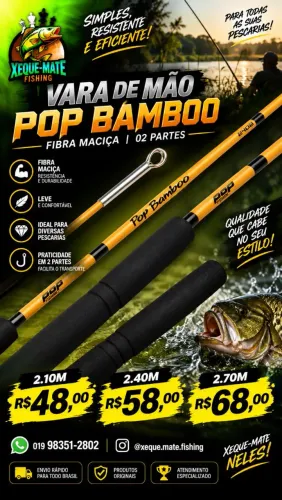 VARA DE MAO MACIÇA PARA PESCA