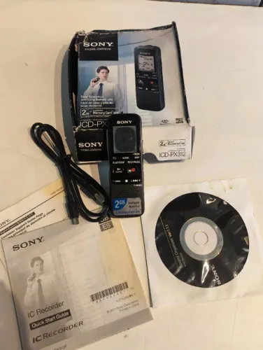 Gravador de voz digital Sony ICD-PX312 com 2 GB de memória interna. USADO LEIA