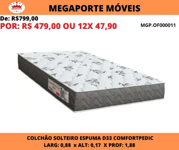 Colchão Espuma D33 Comfortpedic Solteiro