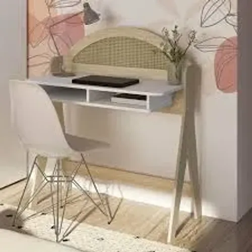 Escrivaninha Ceci Natura.Branco Artely - Entrega Rápida!