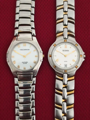 Lote 2 Relógios Technos Ultra slim Vintage 