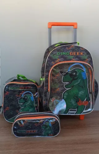 Kit mochila de carrinho dinossauro - novo