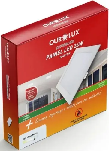 Painel LED Embutir 24W Ourolux - Luz Branca Fria - Nova e pronta entrega