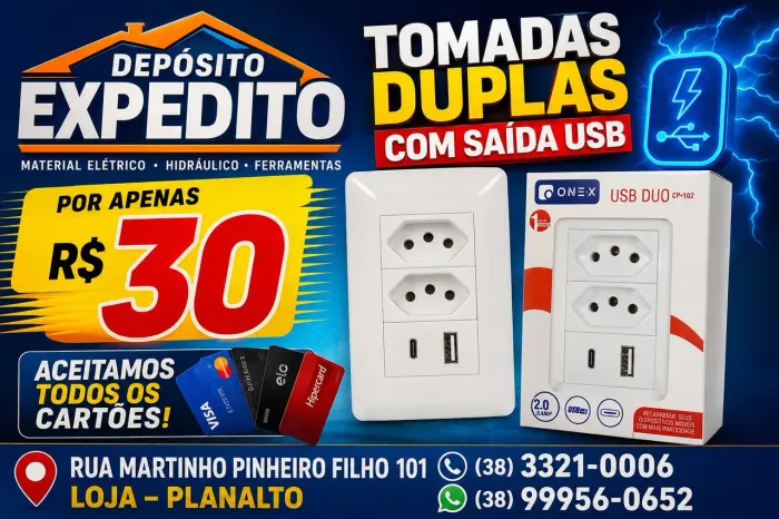 Tomadas duplas com saída Usb