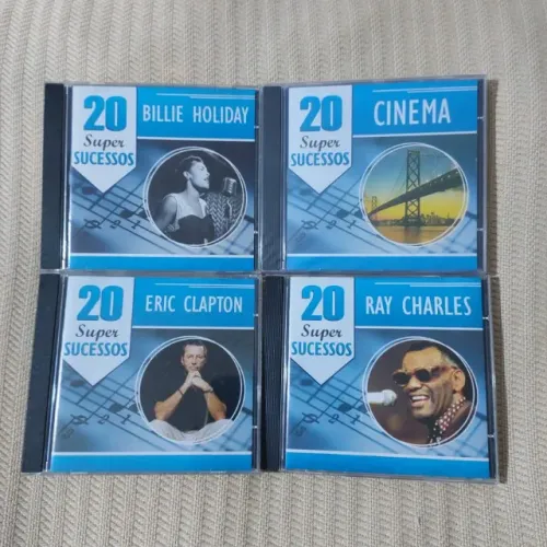 Lote 4 CDs 20 Super Sucessos Cinema Lacrado Billie Holiday Eric Clapton Ray Charles Usado