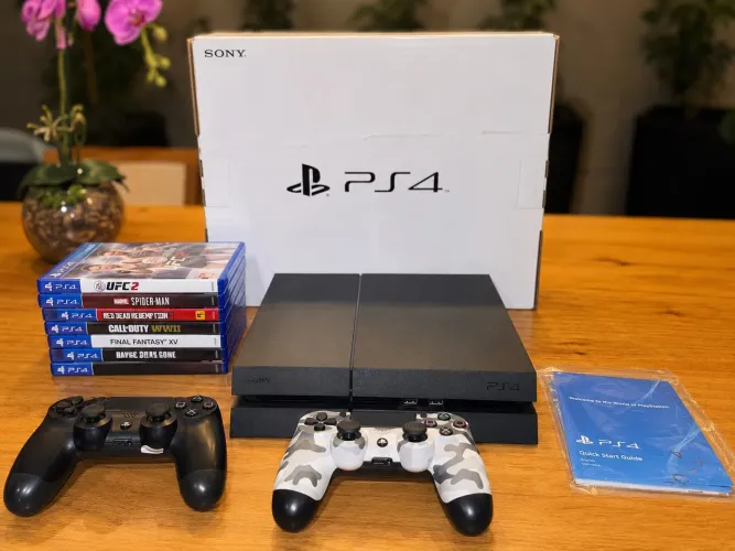 PlayStation 4 500GB CUH-1215A + 2 Controles Originais + 8 Jogos + Caixa + Garantia