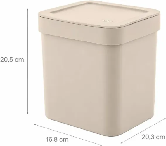 Kit Lixeira 4,7L Bege Linha Trium e Porta Detergente Bege 650Ml Marca Ou