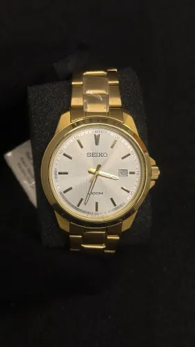 Relógio Seiko Sur280p1 Dourado Fundo Branco Data Wr100m Quartz