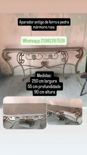 Aparador de ferro com pedra mármore rose