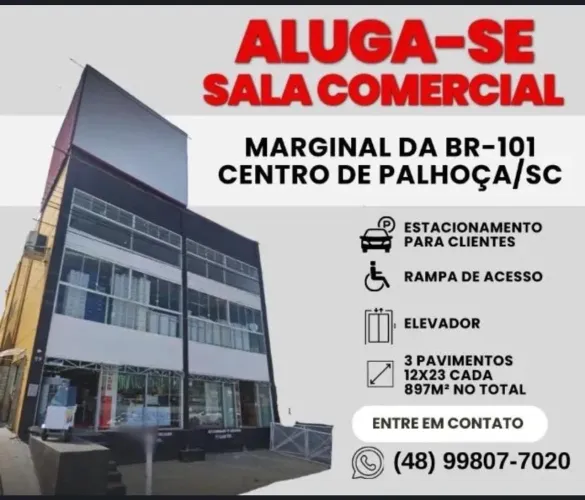 Aluga se Sala Comercial Marginal BR 101 na Palhoça/SC
