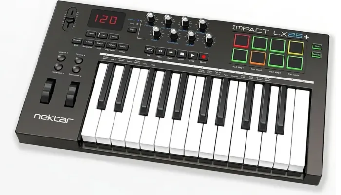 Teclado Controlador MIDI Nektar Impact LX25plus com pedal de sustain