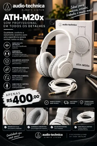FONE PROFISSIONAL AUDIO-TECHNICA ATH-M20x