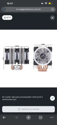 Air cooler rgb para processador intel amd 3 ventoinhas cpu - GMRGB