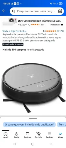 Robô aspirador Electrolux ERB0 Novo