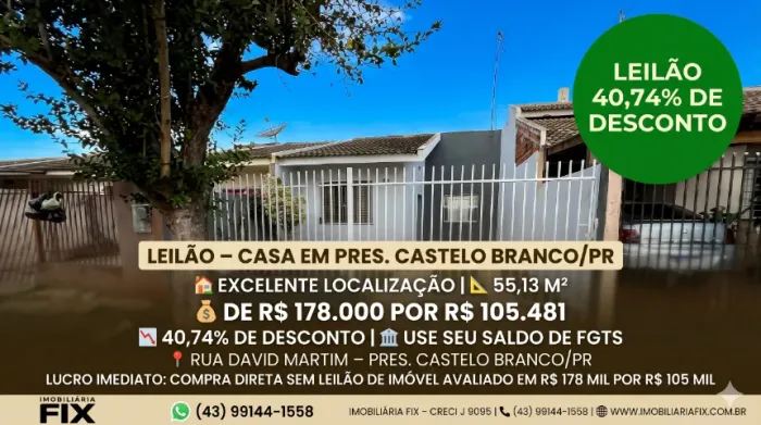 LUCRO IMEDIATO: COMPRA DIRETA SEM LEILÃO DE IMÓVEL AVALIADO EM R$ 178 MIL POR R$ 105 MIL