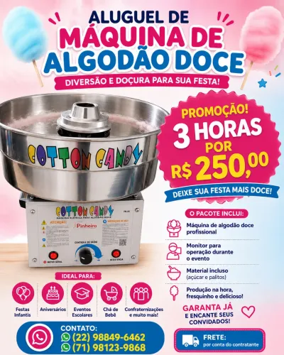 Aluguel de máquina de algodão doce