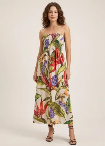 vestido novo c/ tag. tamanho p amplo, veste p e m. vestido midi florarte.