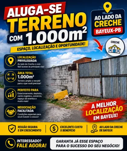 Terreno ao LADO DA NOVA CRECHE EM BAYEUX (ALUGA-SE)