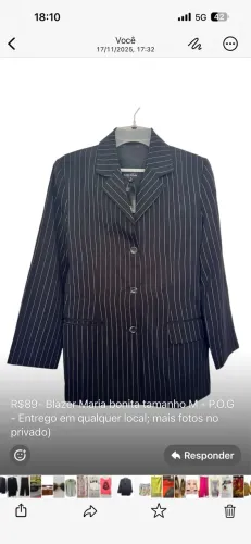 Blazer Maria bonita risca de giz tamanho M