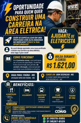 Ajudante de Eletricista - Itaúna MG