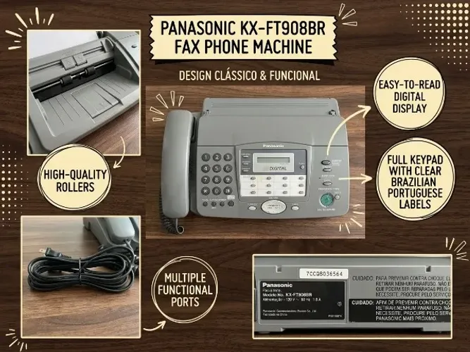 Telefone Fax Panasonic KX-FT908BR Digital Novo com Plástico de Fábrica