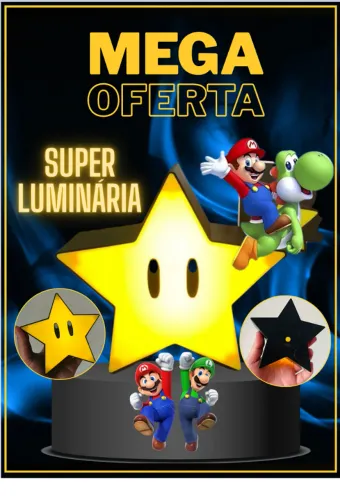 Luminaria Estrela do Mario Bros - Nintendo - Estrela com Luz e Com SOM - Star Light and So